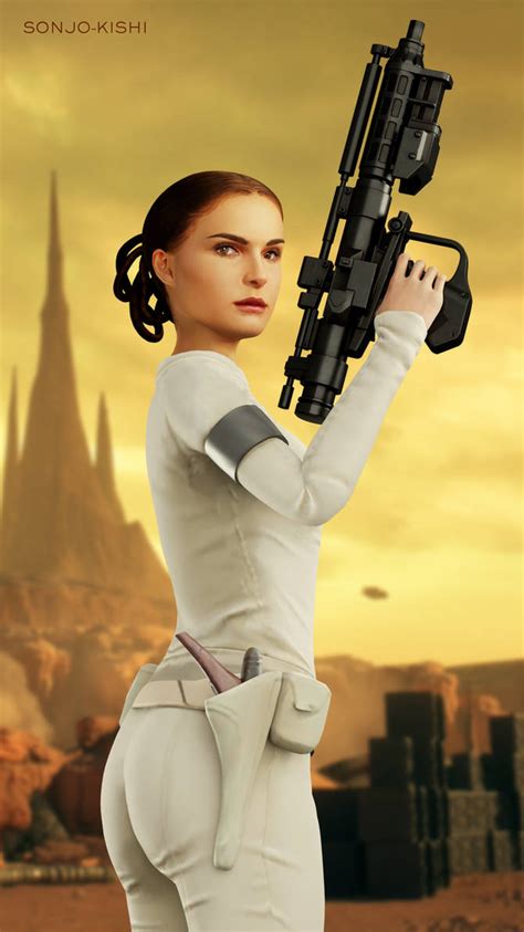 padme on geonosis shabby blue|Padme Amidala in a sticky situation on Geonosis..